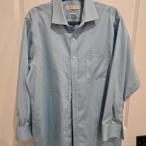 Michael Kors Soft Blue Non-Iron Shirt Mens 17 32/33 Non Iron Dress Shirt